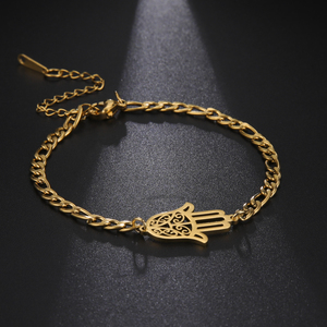 Colgante de mano Vintage Hamsa, pulsera de acero inoxidable con filigrana, colgante hueco, protección contra el mal de los celosía, talismán - Product Image 4
