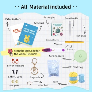 Bohe Crochet Animal Kit cho người mới bắt đầu với video hướng dẫn bông đan sợi chủ đề dễ dàng để làm DIY Craft dễ thương <span class=keywords><strong>Bunny</strong></span> - Product Image 5
