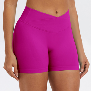 Super Offerta Leggings Push-Up Sportivi da <span class=keywords><strong>Donna</strong></span> in Nylon Tinta Unita Color Nudo <span class=keywords><strong>Pantaloncini</strong></span> Aderenti da Yoga Fitness Senza Cuciture a Vita Bassa con Taglio a V - Product Image 4
