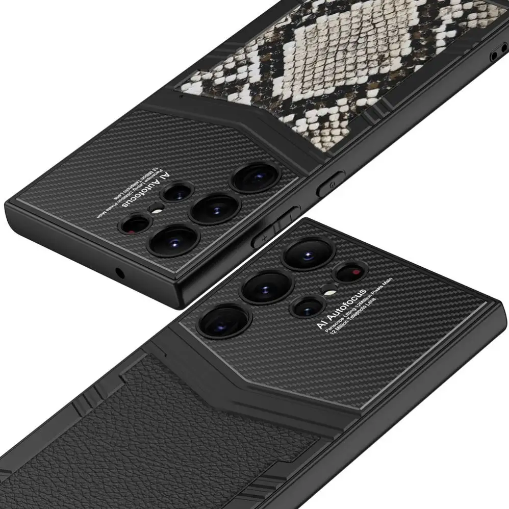 Stylish Luxury carbon fiber Leather Cover quay lại Đối với Samsung S22 cộng với s23ultra kinh doanh trường hợp điện thoại