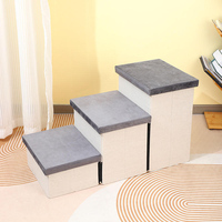 Escabeau pliable écologique pour animaux de compagnie, escalier pour chien à 3 niveaux avec tiroir de rangement, marches d'escalade légères et portables pour chat, pour meubles