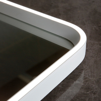 Miroir de salle de bain éclairé par LED à éclairage frontal, à intensité variable, anti-buée, avec cadre en aluminium blanc sans joint