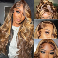 Wholesale Piano Highlight P4-27 Color 13x4 Full Lace Front <strong>Wig</strong> 180% Density Virgin Hair Straight Body Wave 100% Human Hair <strong>Wigs</strong>