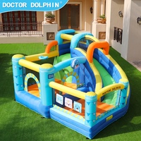 Château gonflable avec toboggan Doctor Dolphin pour jeux en plein air, fêtes de famille, utilisation à domicile pour enfants, tissu Oxford 420D+840D 3