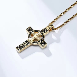 New Arrival Stainless Steel <strong>Cross</strong> <strong>Necklace</strong> for Men Double Sided <strong>Cross</strong> <strong>Celtic</strong> Knot Pendent <strong>Necklace</strong> Fashion Jewelry - Product Image 3