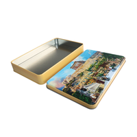 Boîte en métal rectangulaire vide personnalisée de qualité alimentaire, impression offset, logo personnalisé pour l'emballage de bonbons, boîte en métal à charnière