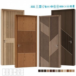 Porte intérieure en bois de style européen, porte intérieure en bois ignifuge pour hôtel, porte en bois massif en noyer et en chêne pour appartement - Product Image 1