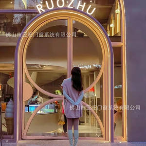 Porte pivotante à axe central à 360 degrés, en aluminium et verre, pour magasin, extrêmement étroite (18 pouces) - Product Image 3