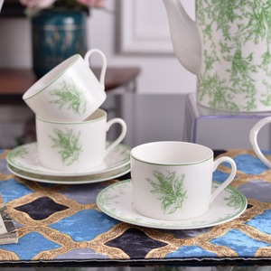 Nuevo Juego de Té de Porcelana China con Diseño de Lirio del Valle Verde, 15 Piezas - Product Image 2