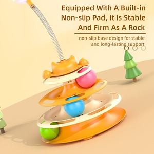 ของเล่นแมว ไม้ล่อแมว จานหมุนสองinหนึ่ง <span class=keywords><strong>หอ</strong></span>คอยอวกาศสี่ชั้น ขัดเงาอย่างดี ไม่ทำร้ายอุ้งเท้าแมว - Product Image 2