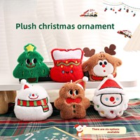 Porte-clés miniatures 3D en fourrure pelucheuse sur le thème de Noël, style dessin animé, breloques de sac, pendentifs, ornements, vente en gros