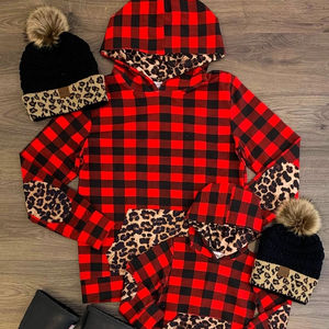 ベビー服ヒョウママと私マッチングシャツチェック柄スリーブ女の子のための冬のシャツ - Product Image 2