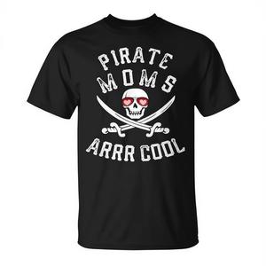 Camiseta Pirate Mom con diseño genial, camisa negra con cuello redondo - Product Image 2