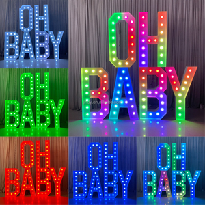 Lettres lumineuses géantes en métal pour événements de mariage, numéros de 0 à 9, OH BABY, 4 pieds, RGB LED, pour décoration d'anniversaire - Product Image 4