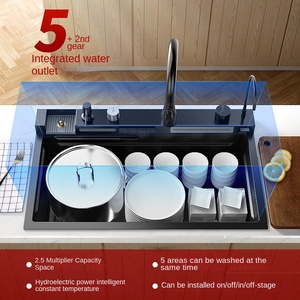 クジラ型飛雨滝304ステンレス鋼製大型モダンクロームキッチンシンク水栓多機能野菜洗浄 - Product Image 4