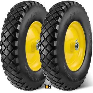 Roue de brouette anti-crevaison de 16 pouces, pleine, avec moyeu central de 3 pouces et tige de 3/4 pouce, avec graisseur, pour équipement de manutention - Product Image 1