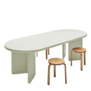 โต๊ะรับประทานอาหารทรงวงรี สีชมพู ไม้เคลือบเงา แข็งแรง ทนทาน ใช้ในสำนักงานได้ - Product Image 5