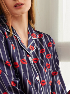 Conjunto de Pijama de Seda Satén Estampado para Mujer, 2 Piezas, Camiseta de Manga Larga y Pantalones, Ropa de Dormir, Conjunto de Pijama para Mujer - Product Image 6