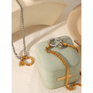 Stainless Steel <strong>Unique</strong> Hypoallergenic <strong>Silver</strong> Gold Chain <strong>Necklace</strong> Women Chic Fashion Ornament - Product Image 1