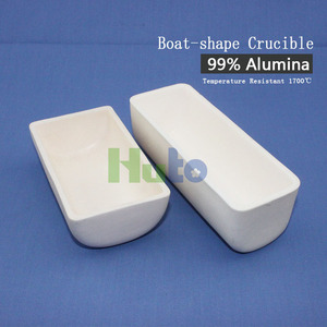HUTO personnalisation industrielle creuset en céramique forme de bateau avec trou/sans trou Type de trou résistant aux hautes températures 99% <span class=keywords><strong>Al</strong></span> céramique - Product Image 4