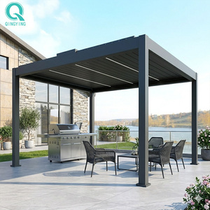 QINGYING Gazebo de jardin en aluminium à persiennes imperméable 3x3 - Product Image 1