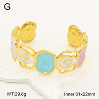 Neue trend ige vergoldete Punk-Stil Feder Big Circle Open Cuff Armreif Boho Armband Set für Damenmode Schmuck