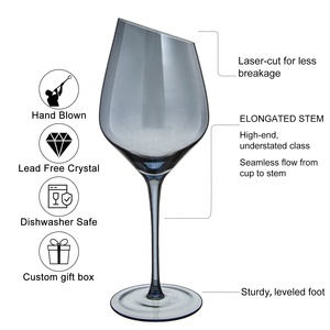 Copas de Vino Personalizadas Samyo, Galvanizadas, Color Gris Humo, Cristal, Blanco, Vino Tinto, Champán, Copas de Vino Inclinadas - Product Image 2