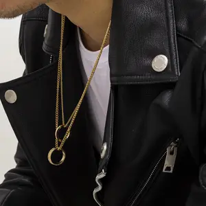 mens chain Geometric punk temperament design feeling necklace with pendant necklace