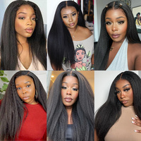 Perruque Lace Front 13x4 Kinky Straight Yaki Straight Pré-Plucked Brésilienne HD en Cheveux Humains pour Femmes