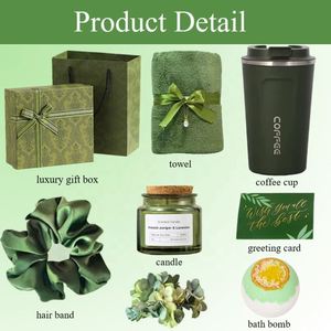 Panier-cadeau de spa de luxe personnalisé, cadeaux verts « Merci » pour femmes pour Noël, la Saint-Valentin, les mariages - Product Image 2