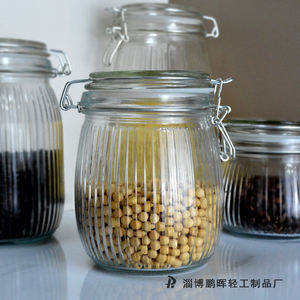 Gran oferta, juego de tarros de almacenamiento herméticos de vidrio transparente, contenedor de alimentos <span class=keywords><strong>con</strong></span> tapa de bloqueo de Clip de Metal para encurtidos, harina de avena, té de <span class=keywords><strong>cereales</strong></span> - Product Image 3