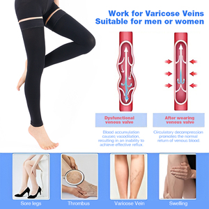 Bas de contention <span class=keywords><strong>cuisse</strong></span> haute classe 2 20-30 mmHg antidérapants en silicone pour la vente en gros, commande en gros, OEM disponible - Product Image 2
