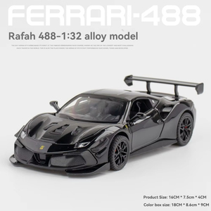 Aleación 1:32 Diecast Car Model Rafa 488 con sonido y luz Pullback Doors Open Metal Display Collection Toy - Product Image 5