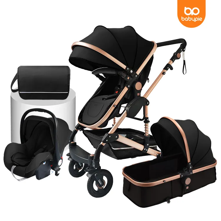 Carrito de viaje para niños, 4 en 1 cochecito de bebé, cochecito de lujo para bebé, cochecito de bebé 3 en 1 para 0-3 años