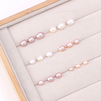 Perles de riz d'eau douce naturelles 7A, blanches, lustrées, sans défauts, ovales, pour la fabrication de bijoux artisanaux DIY