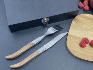 Cadeau promotionnel Ensemble de 6 pièces en acier inoxydable <span class=keywords><strong>Couteau</strong></span> à <span class=keywords><strong>steak</strong></span> <span class=keywords><strong>Laguiole</strong></span> en bois d'<span class=keywords><strong>olivier</strong></span> avec boîte cadeau en bois - Product Image 3