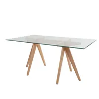 Le gambe in legno dal Design moderno con piano in vetro personalizzano il tavolo da pranzo per l'home Office