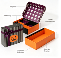 Boîte cadeau rigide écologique pour Halloween, finition mate, logo personnalisé, emballage pour bonbons et chocolats, design citrouille, fantôme, chauve-souris, pour les fêtes