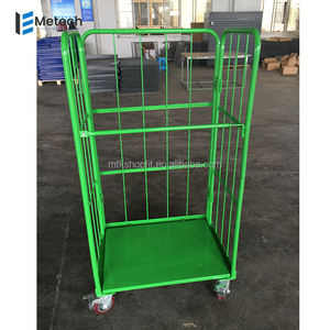 Carro de jaula antivuelco de <span class=keywords><strong>metal</strong></span> de servicio mediano con 2 puertas Equipo de carga y almacenamiento de logística de servicio pesado Durable y plegable - Product Image 6