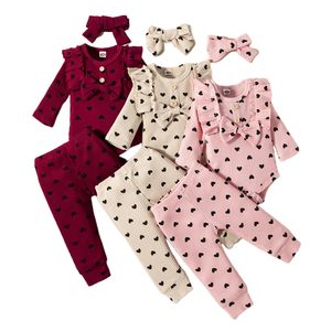 Ensemble Tenue Bébé Fille: Grenouillère à Volants, Body Côtelé et Pantalon Fleuri avec Bandeau - Product Image 6
