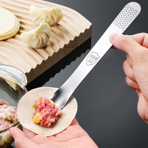 Cuillère à dumplings à double tête en acier inoxydable 304, outil de remplissage de qualité alimentaire pour la préparation de dumplings et de wontons, ustensile de cuisine - Product Image 1