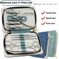 Coupe-ongles haut de gamme en acier inoxydable, ensemble de manucure et pédicure avec pince à cuticules, grandes ciseaux à ongles, couteau de pédicure