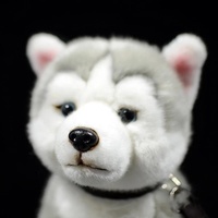 Perro Husky siberiano realista sentado juguetes de peluche perros grises realistas cachorro juguete de peluche