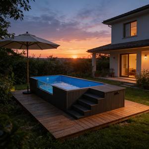 Compact Plunge <b>Pool</b> with Fiberglass Shell and Hydromassage Jets for Therapeutic Outdoor Use <b>Pool</b> - Product Image 3