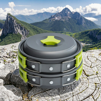 Ensemble de cuisine de camping en métal avec couvercle en acier inoxydable, capacité de 2,0 à 3,0 L, compatible gaz et induction