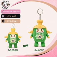 Porte-clés personnalisé en peluche en forme de bouteille OEM/ODM avec corps vert et coiffe jaune