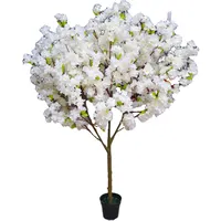 Plastic Artificial Cherry Blossom Tree, White Flower