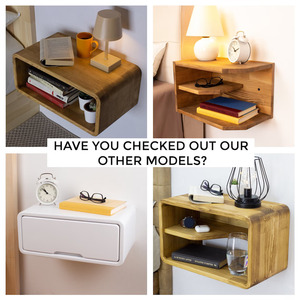 <b>Rustic</b> Multipurpose Wooden Floating Nightstand Wall Mounted Bedside Storage <b>Shelves</b> with Drawer for Home School Hospital Use - Product Image 6