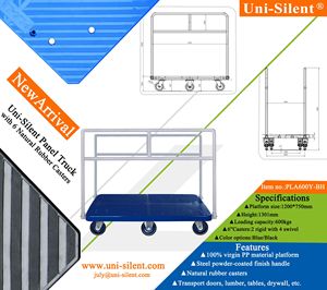 Carretilla de Mano Industrial Uni-Silent de 600 kg para Almacén, con Doble Manija, Ruedas Silenciosas, Carro de Plataforma PLA600Y-BH - Product Image 3