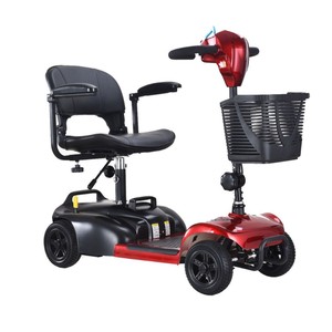 Scooter de mobilité à quatre roues, rouge, en alliage d'aluminium, avec vitesses réglables, batterie 24V 12AH, pour personnes âgées, handicapées et usage familial - Product Image 1
